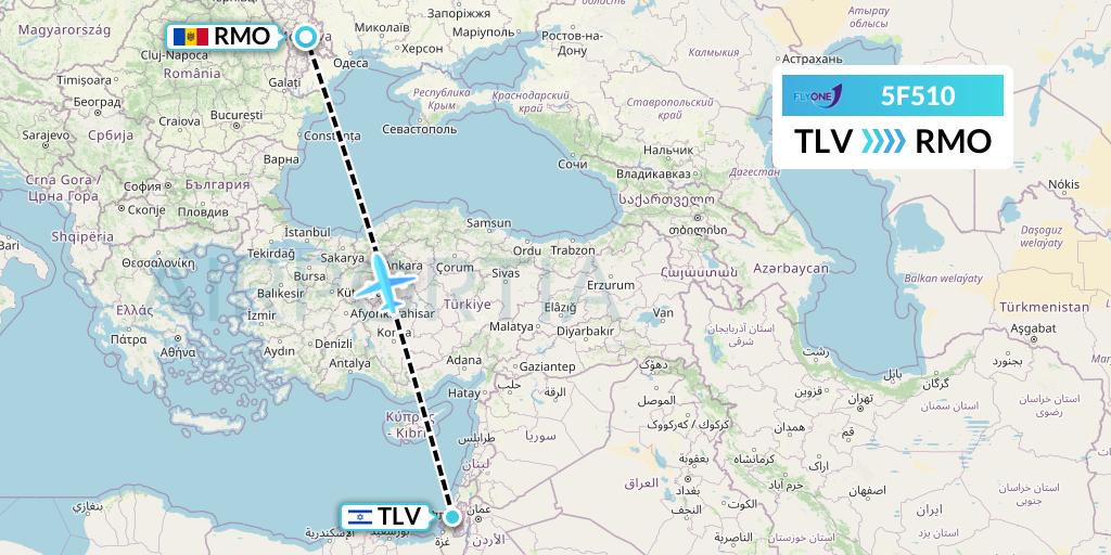 5F510 Fly One Flight Map: Tel Aviv to Chisinau