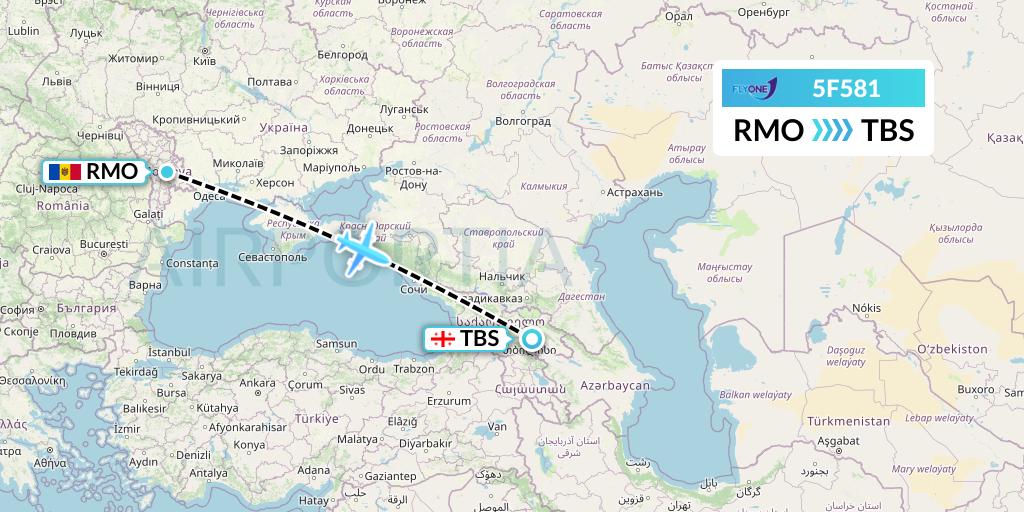 5F581 Fly One Flight Map: Chisinau to Tbilisi