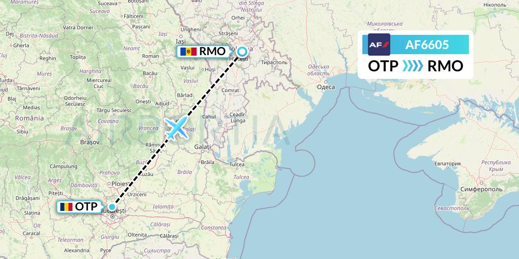 AF6605 Air France Flight Map: Bucharest to Chisinau