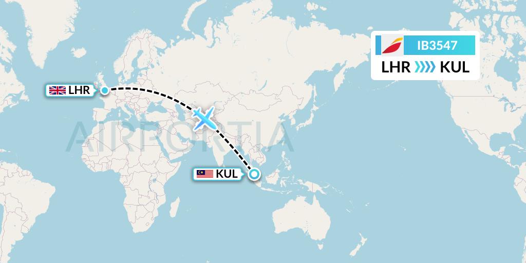 IB3547 Iberia Flight Map: London to Kuala Lumpur