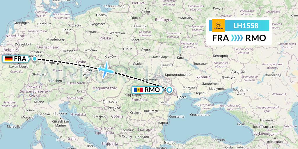 LH1558 Lufthansa Flight Map: Frankfurt to Chisinau