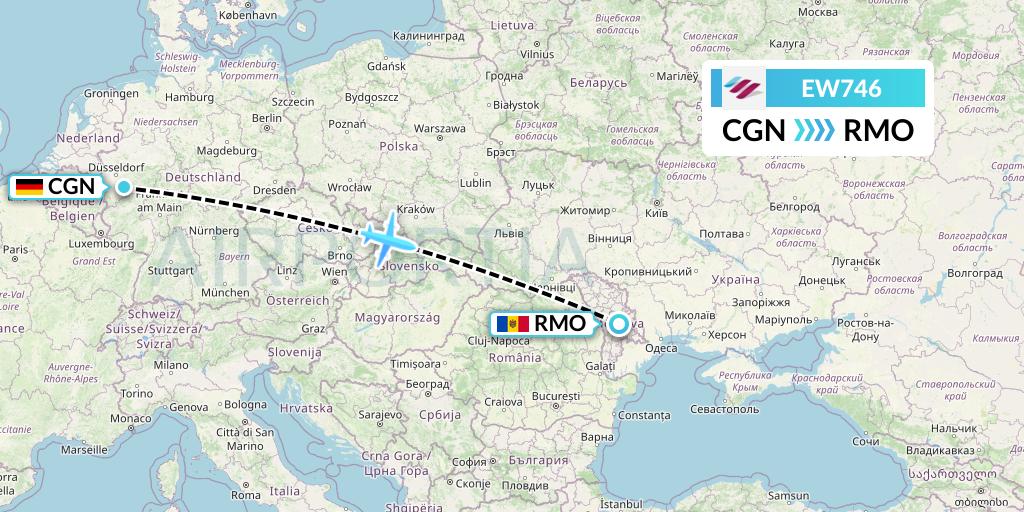 EW746 Eurowings Flight Map: Cologne to Chisinau