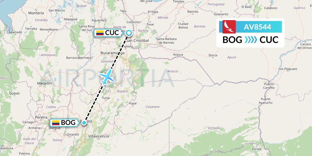 AV8544 Avianca Flight Map: Bogota to Cucuta