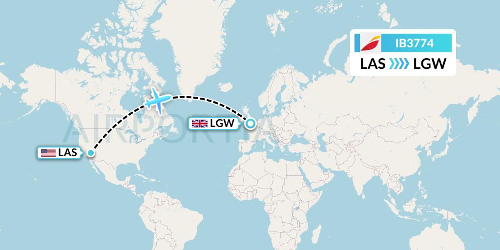 IB3774 Iberia Flight Map: Las Vegas to London