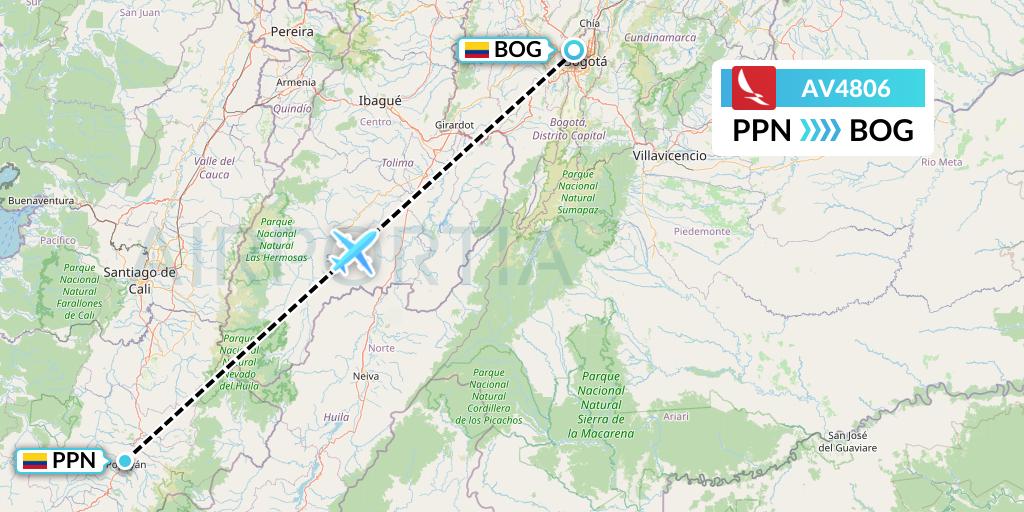 AV4806 Avianca Flight Map: Popayan to Bogota
