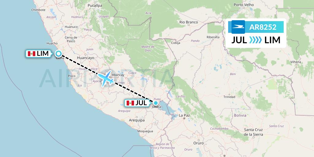 AR8252 Aerolineas Argentinas Flight Map: Juliaca to Lima