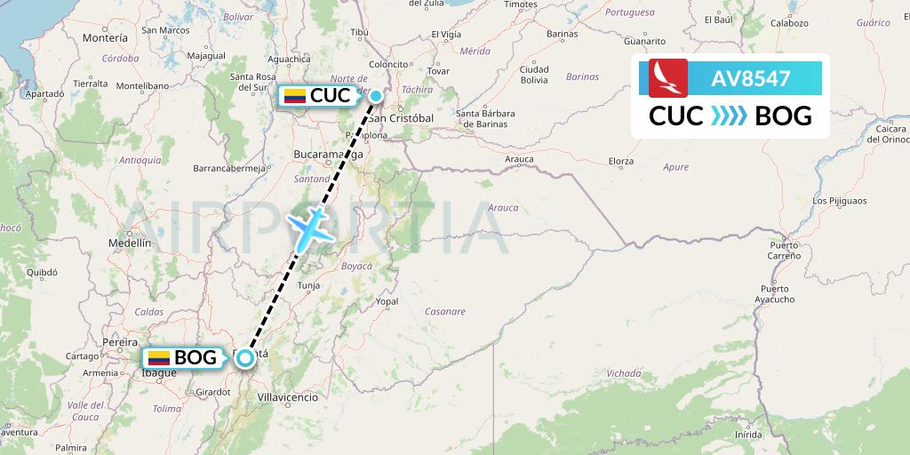 AV8547 Avianca Flight Map: Cucuta to Bogota