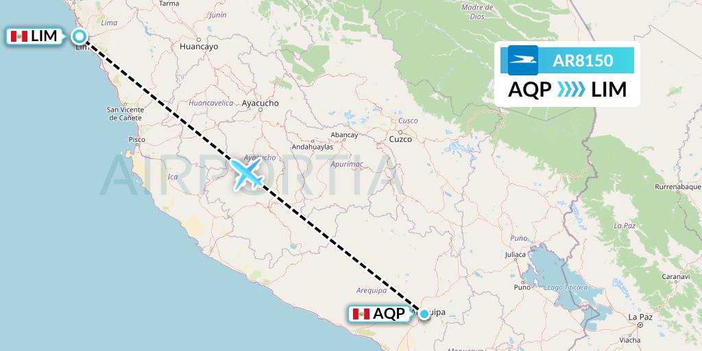 AR8150 Aerolineas Argentinas Flight Map: Arequipa to Lima