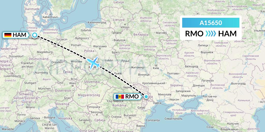 A15650 A.p.g. Distribution Systems Flight Map: Chisinau to Hamburg