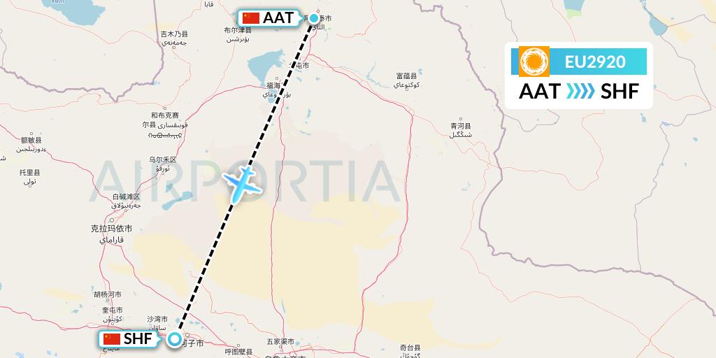 EU2920 Chengdu Airlines Flight Map: Altay to Shihezi