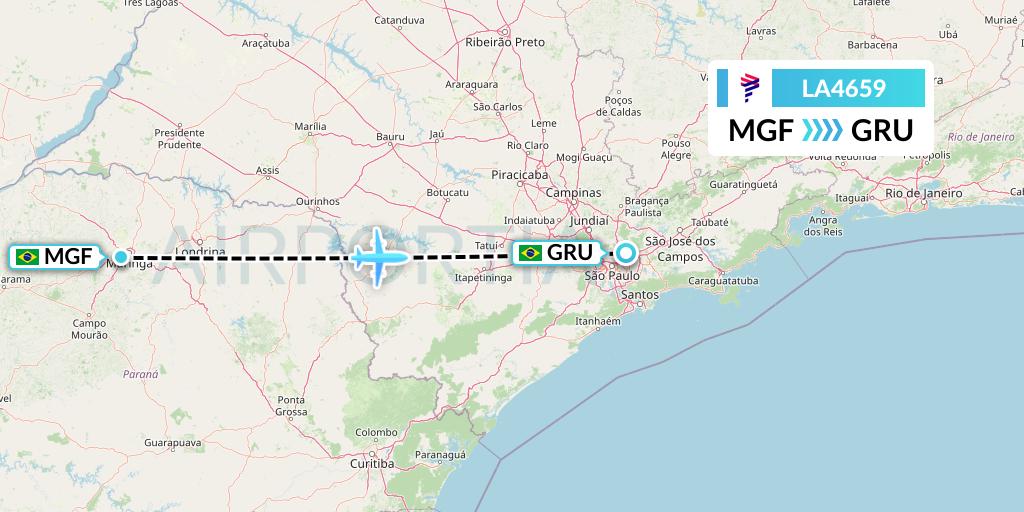 LA4659 LAN Airlines Flight Map: Maringa to Sao Paulo