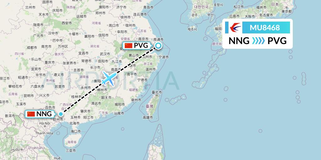 MU8468 China Eastern Airlines Flight Map: Nanning to Shanghai