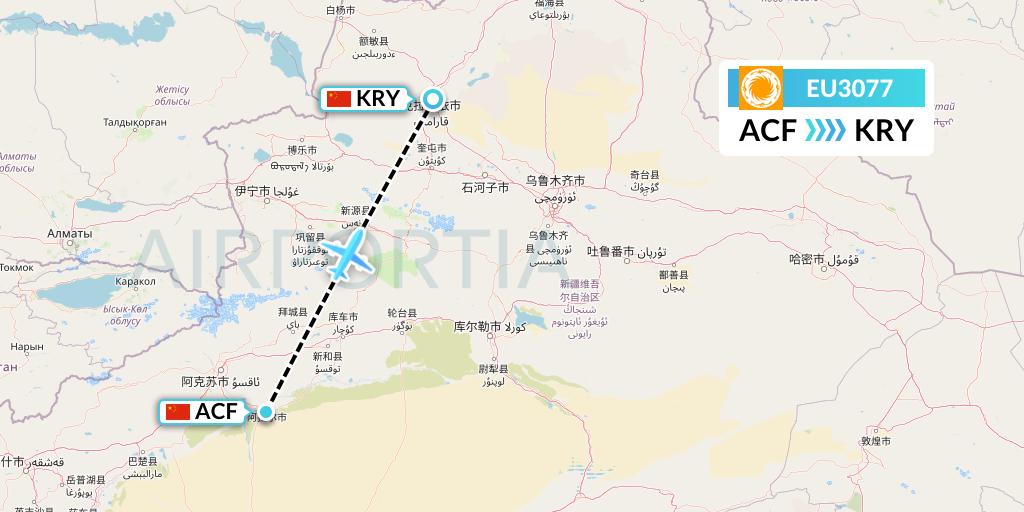 EU3077 Chengdu Airlines Flight Map: Aksu to Karamay