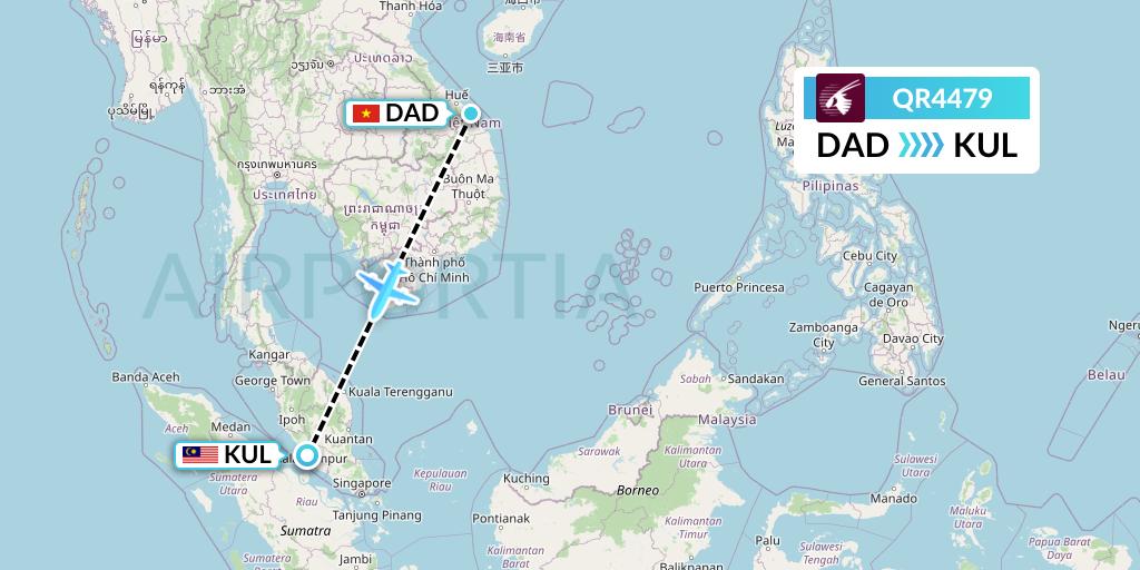 QR4479 Qatar Airways Flight Map: Da Nang to Kuala Lumpur