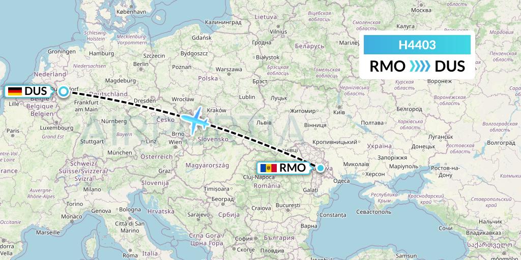 H4403 Hisky Europe Srl Flight Map: Chisinau to Dusseldorf