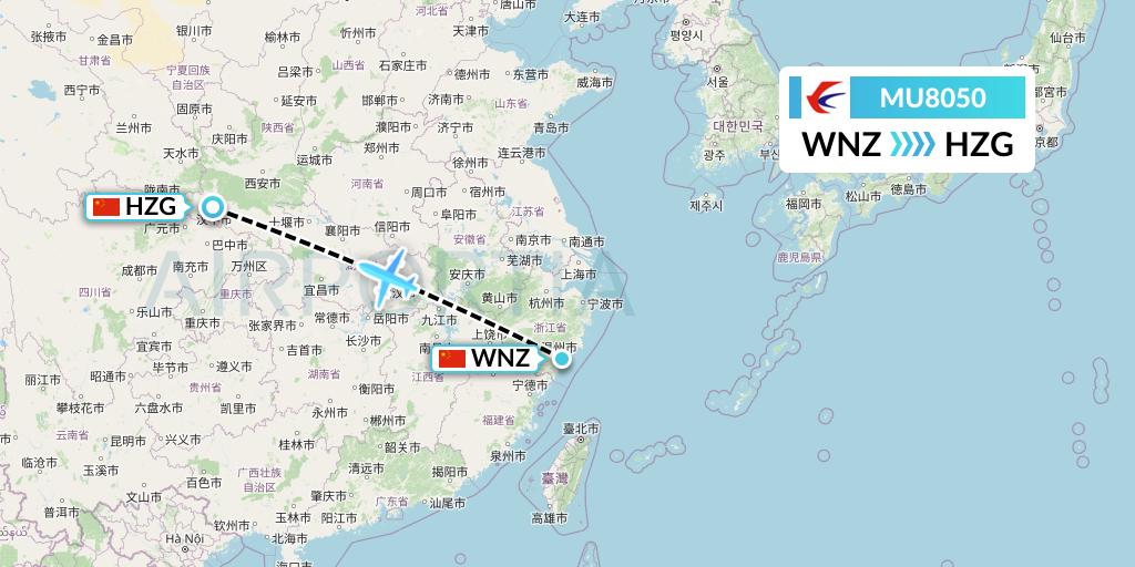 MU8050 China Eastern Airlines Flight Map: Wenzhou to Hanzhong