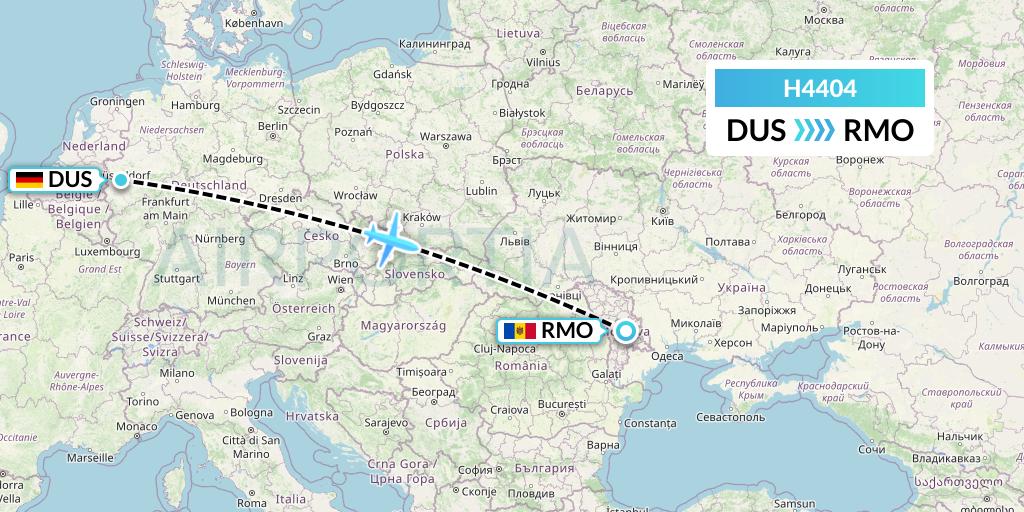 H4404 Hisky Europe Srl Flight Map: Dusseldorf to Chisinau