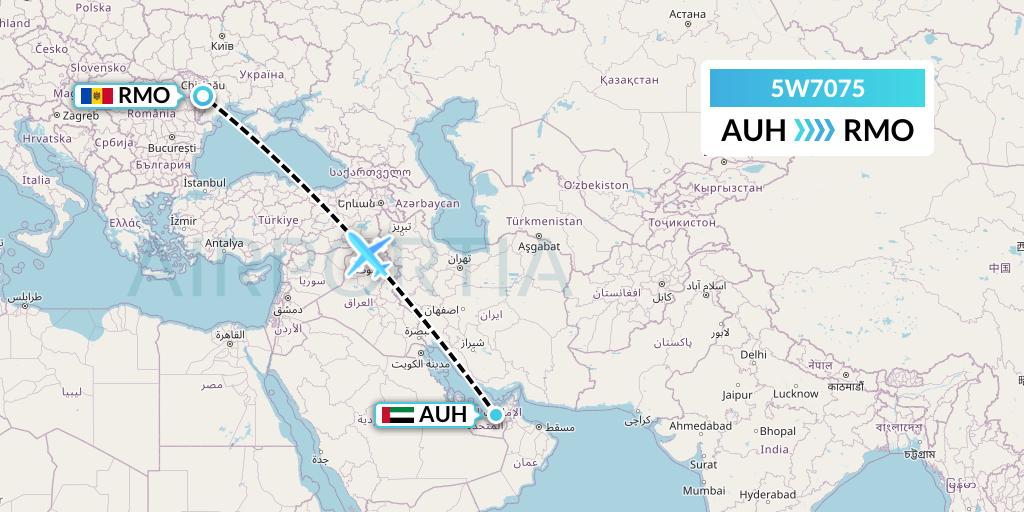 5W7075 Wizz Air Abu Dhabi Flight Map: Abu Dhabi to Chisinau