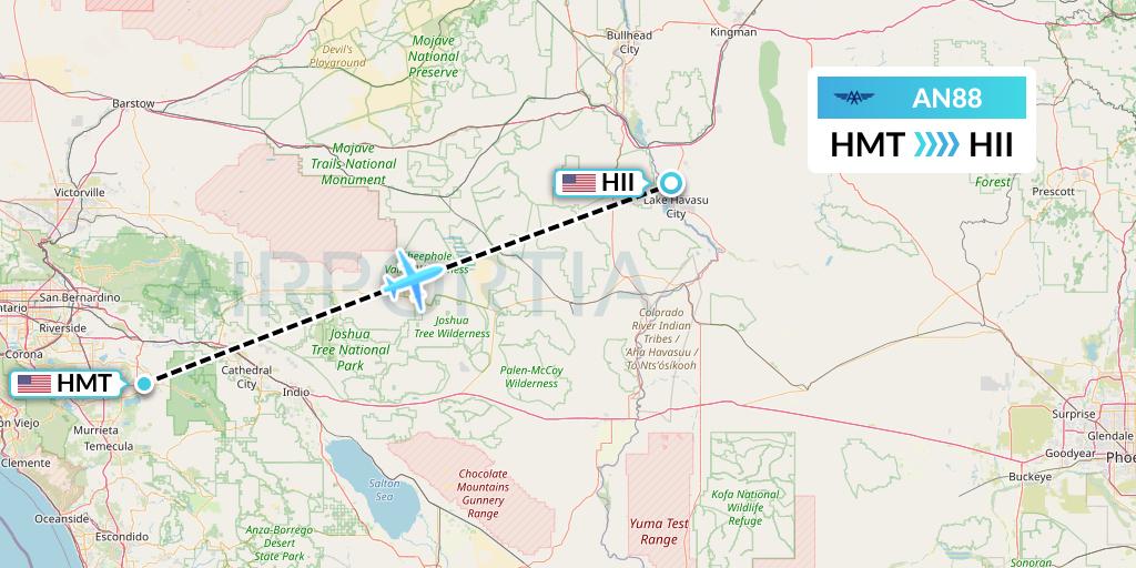 AN88 Advanced Air Flight Map: Hemet to Lake Havasu City