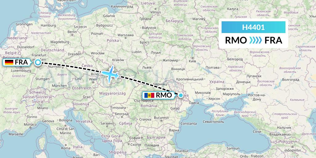 H4401 Hisky Europe Srl Flight Map: Chisinau to Frankfurt