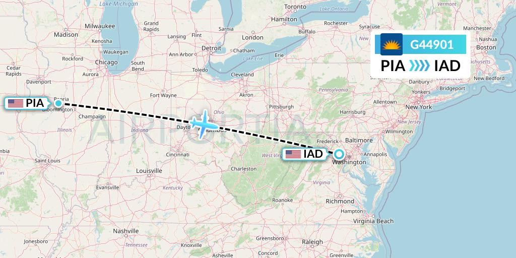 G44901 Allegiant Air Flight Map: Peoria to Washington