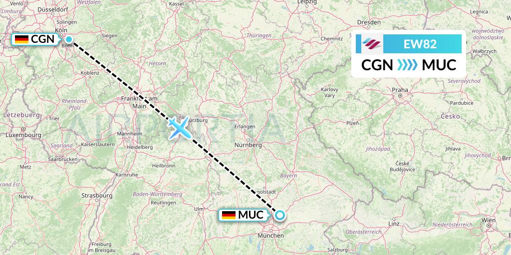 EW82 Eurowings Flight Map: Cologne to Munich