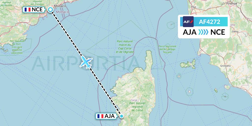 AF4272 Air France Flight Map: Ajaccio to Nice