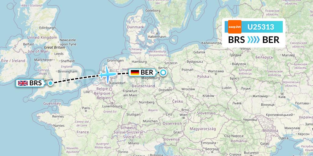 U25313 EasyJet Flight Map: Bristol to Berlin