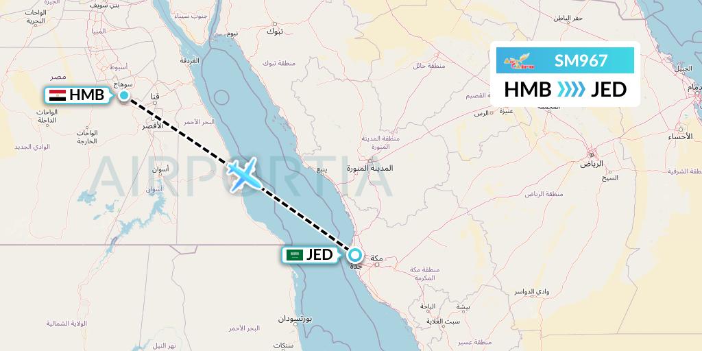 SM967 Air Cairo Flight Map: Sohag to Jeddah