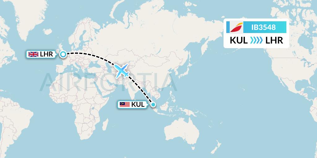 IB3548 Iberia Flight Map: Kuala Lumpur to London
