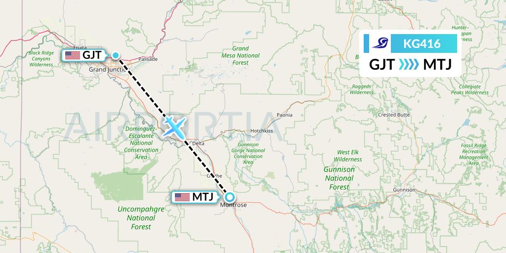 KG416 Key Lime Air Flight Map: Grand Junction to Montrose