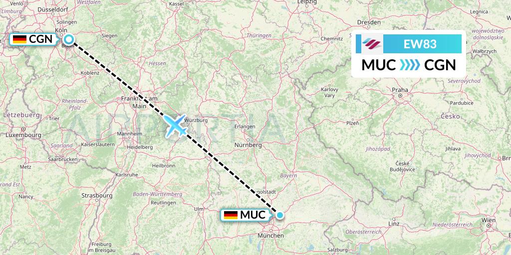 EW83 Eurowings Flight Map: Munich to Cologne
