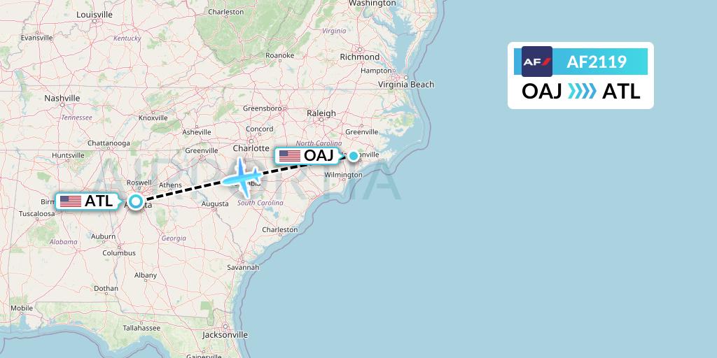 AF2119 Air France Flight Map: Jacksonville to Atlanta