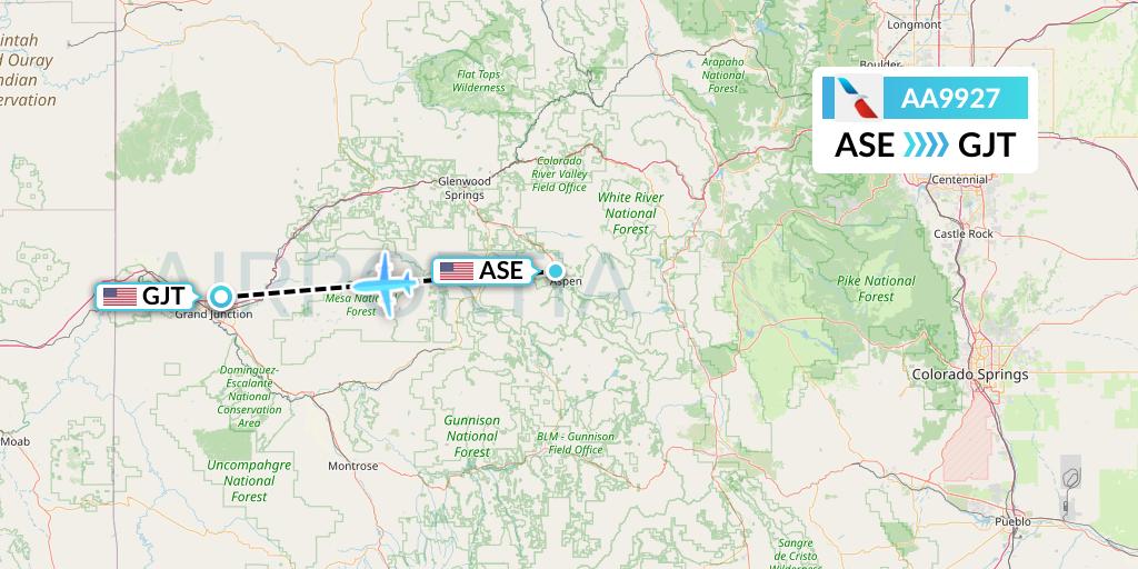AA9927 American Airlines Flight Map: Aspen to Grand Junction