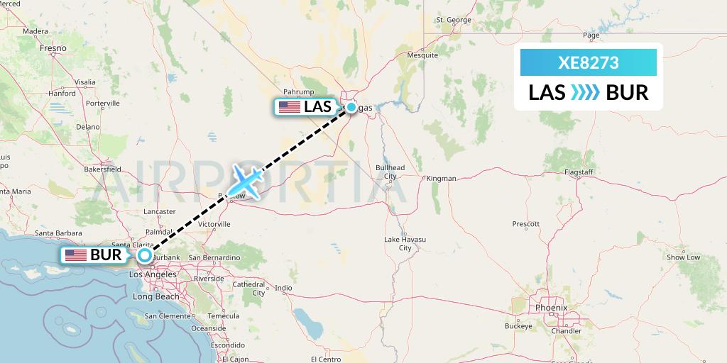 XE8273 Jsx Flight Map: Las Vegas to Burbank