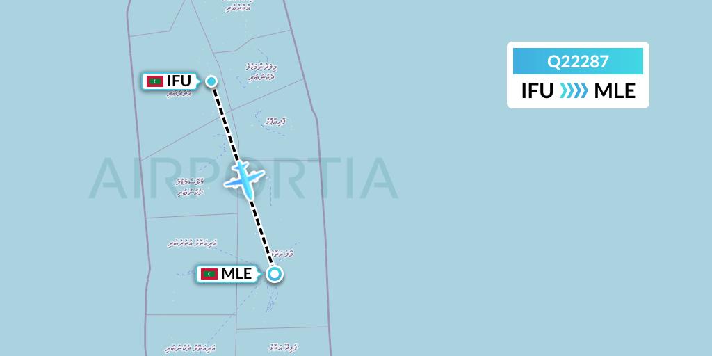 Q22287 Maldivian Flight Map: Ifuru to Male