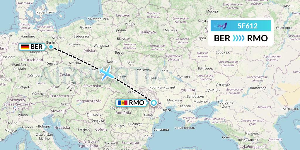 5F612 Fly One Flight Map: Berlin to Chisinau