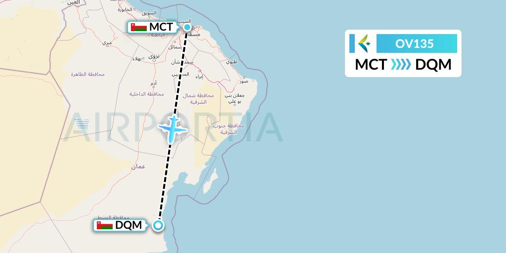 OV135 SalamAir Flight Map: Muscat to Salalah
