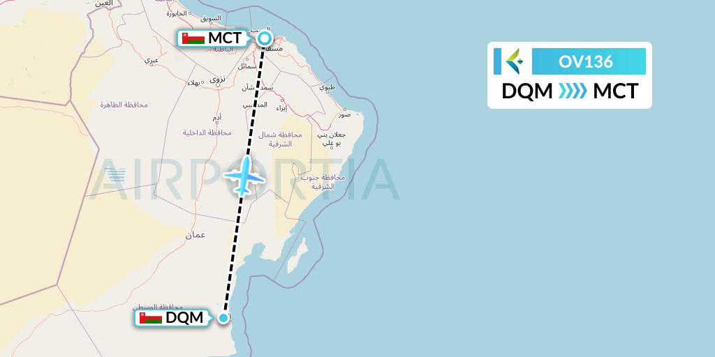 OV136 SalamAir Flight Map: Salalah to Muscat