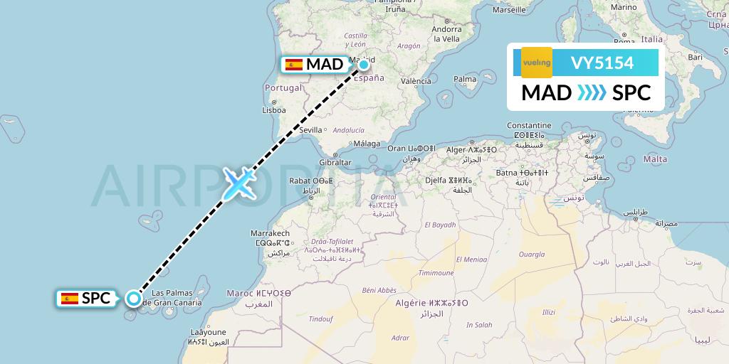 VY5154 Vueling Flight Map: Madrid to La Palma