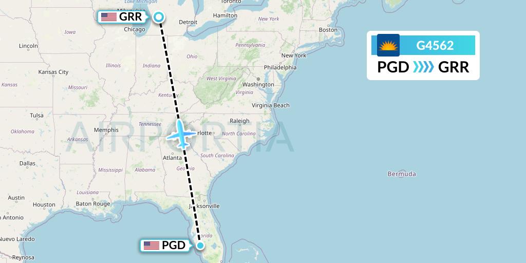 G4562 Allegiant Air Flight Map: Punta Gorda to Grand Rapids