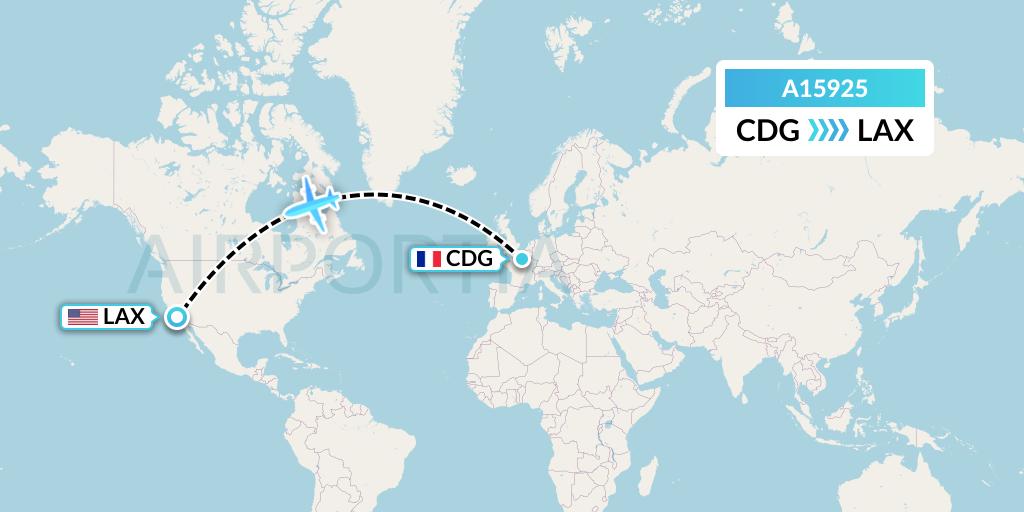 A15925 A.p.g. Distribution Systems Flight Map: Paris to Los Angeles