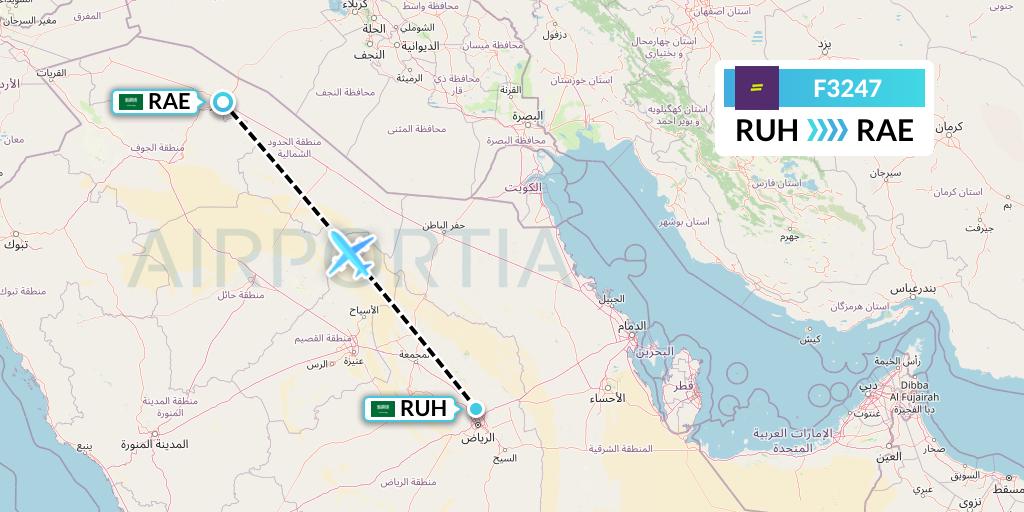 F3247 flydeal Flight Map: Riyadh to Arar