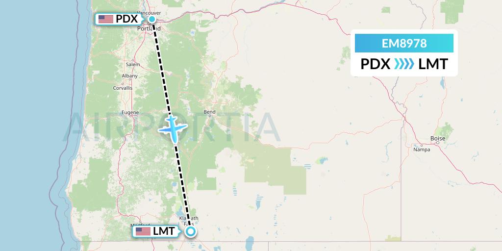 EM8978 Empire Airlines Flight Map: Portland to Klamath Falls