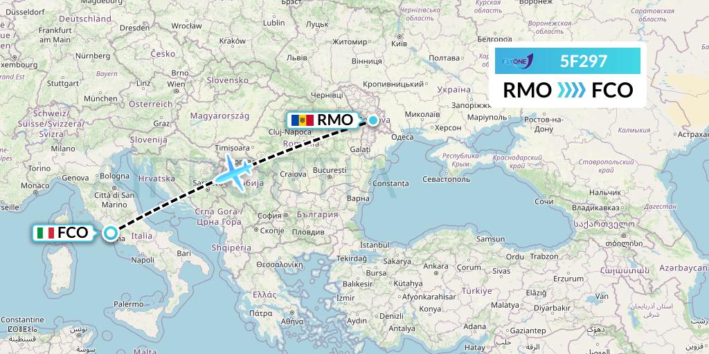 5F297 Fly One Flight Map: Chisinau to Rome
