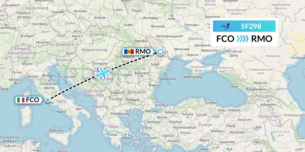 5F298 Fly One Flight Map: Rome to Chisinau