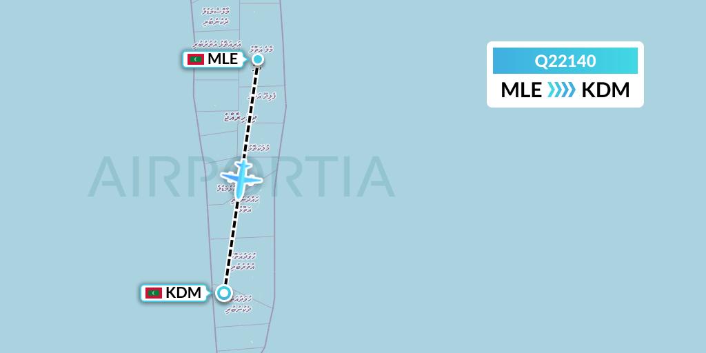 Q22140 Maldivian Flight Map: Male to Kaadedhdhoo Island
