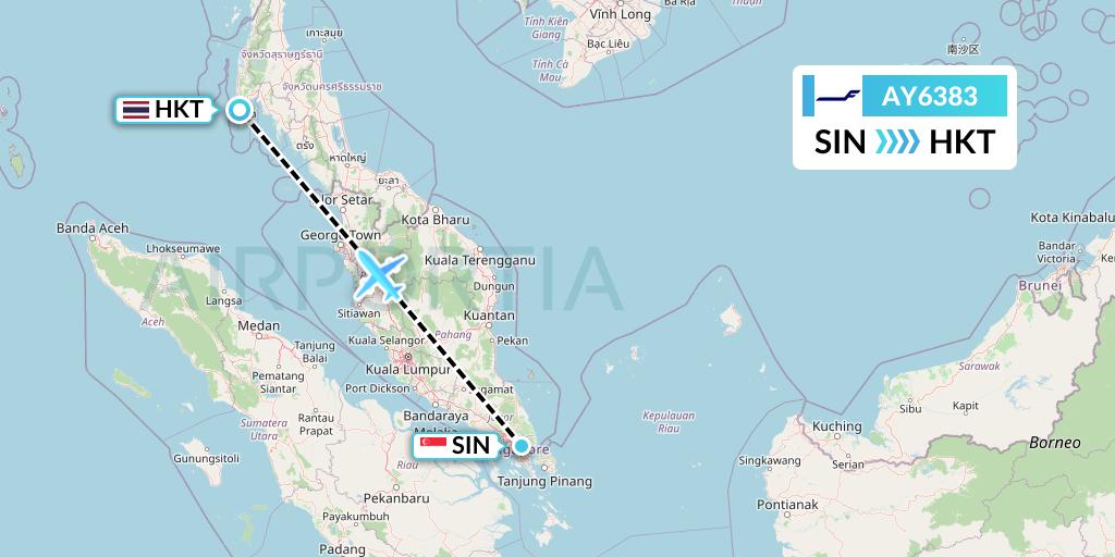 AY6383 Finnair Flight Map: Singapore to Phuket