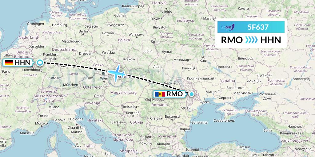 5F637 Fly One Flight Map: Chisinau to Hahn