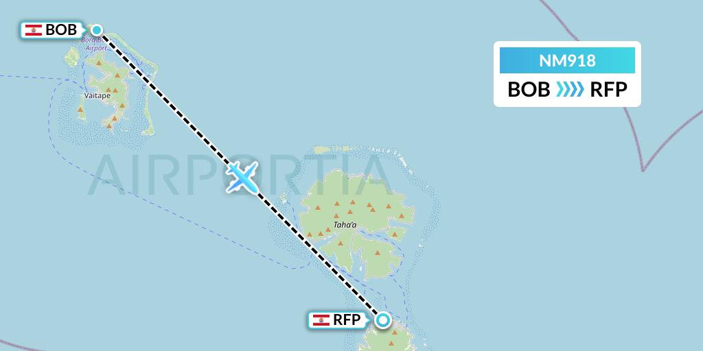 NM918 Air Moana Flight Map: Bora Bora to Raiatea